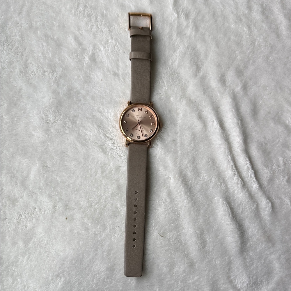 Marc Jacob’s Taupe Leather Watch with Rose Gold Accents